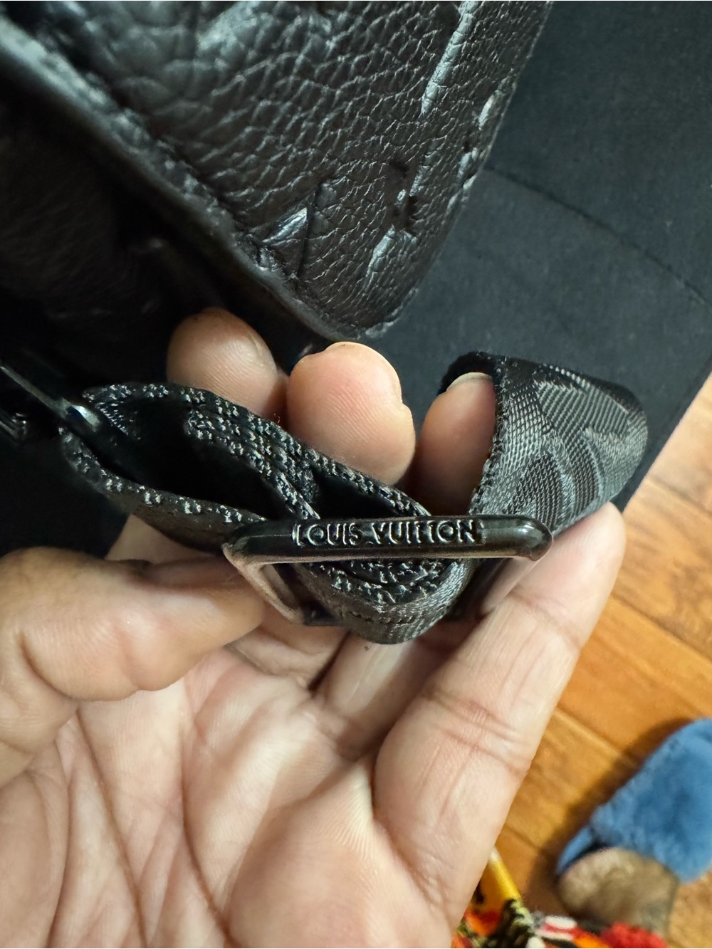 Louis Vuitton Black Monogram Embossed Messenger Bag - Picture 5 of 9